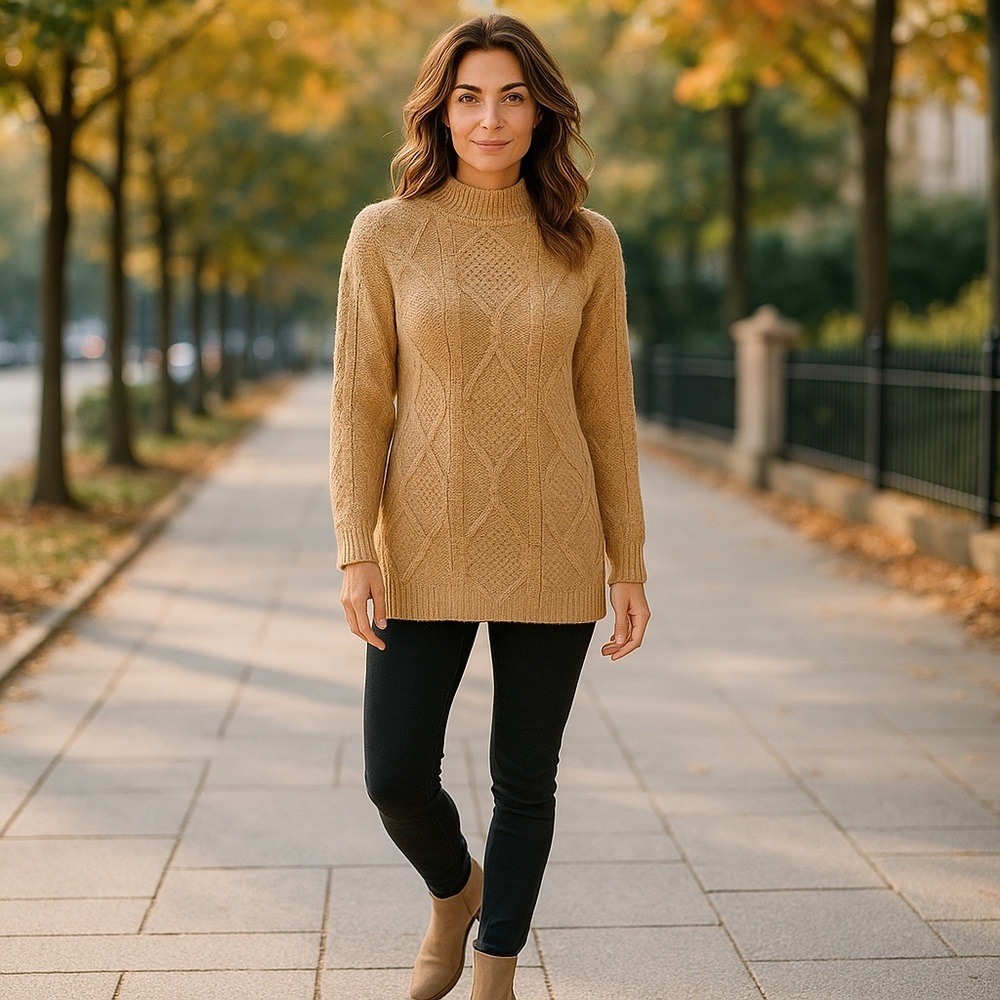 4/$40 St. John's Bay Quality Apparel Long Sleeve Tan Knit Sweater‎